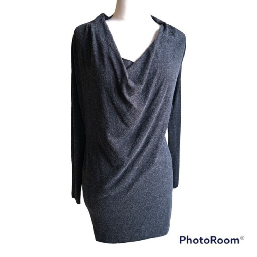 Zara dark gray light weight cowl neck jersey knit dress small